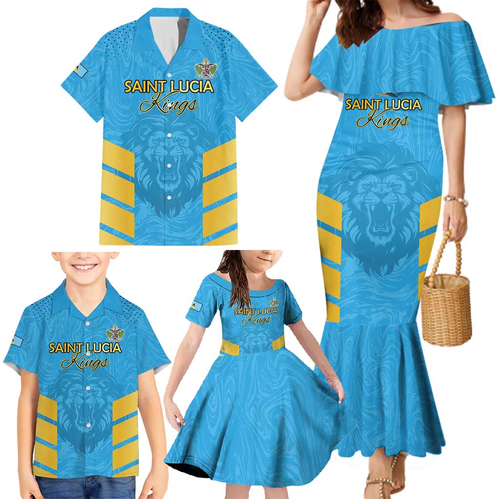 Custom Saint Lucia Cricket Family Matching Mermaid Dress and Hawaiian Shirt Go Beinspired