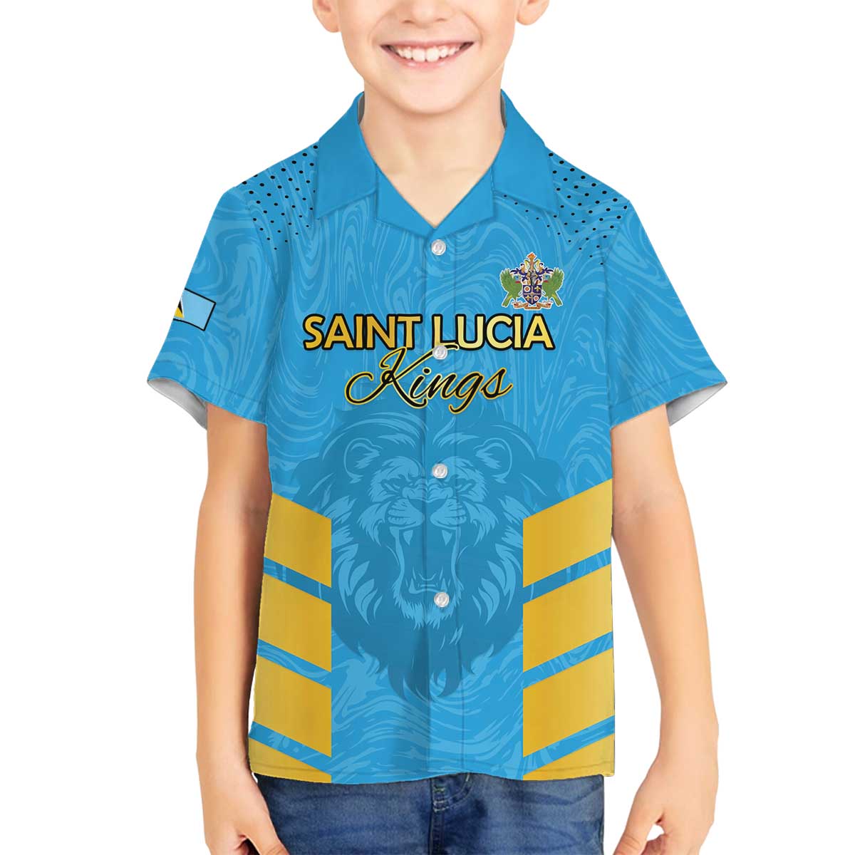 Custom Saint Lucia Cricket Family Matching Off The Shoulder Long Sleeve Dress and Hawaiian Shirt Go Beinspired