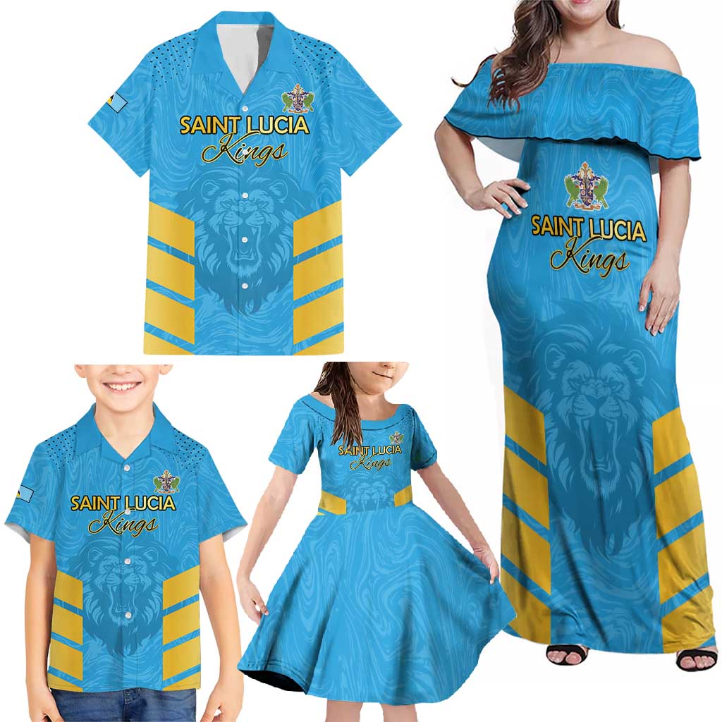 Custom Saint Lucia Cricket Family Matching Off Shoulder Maxi Dress and Hawaiian Shirt Go Beinspired