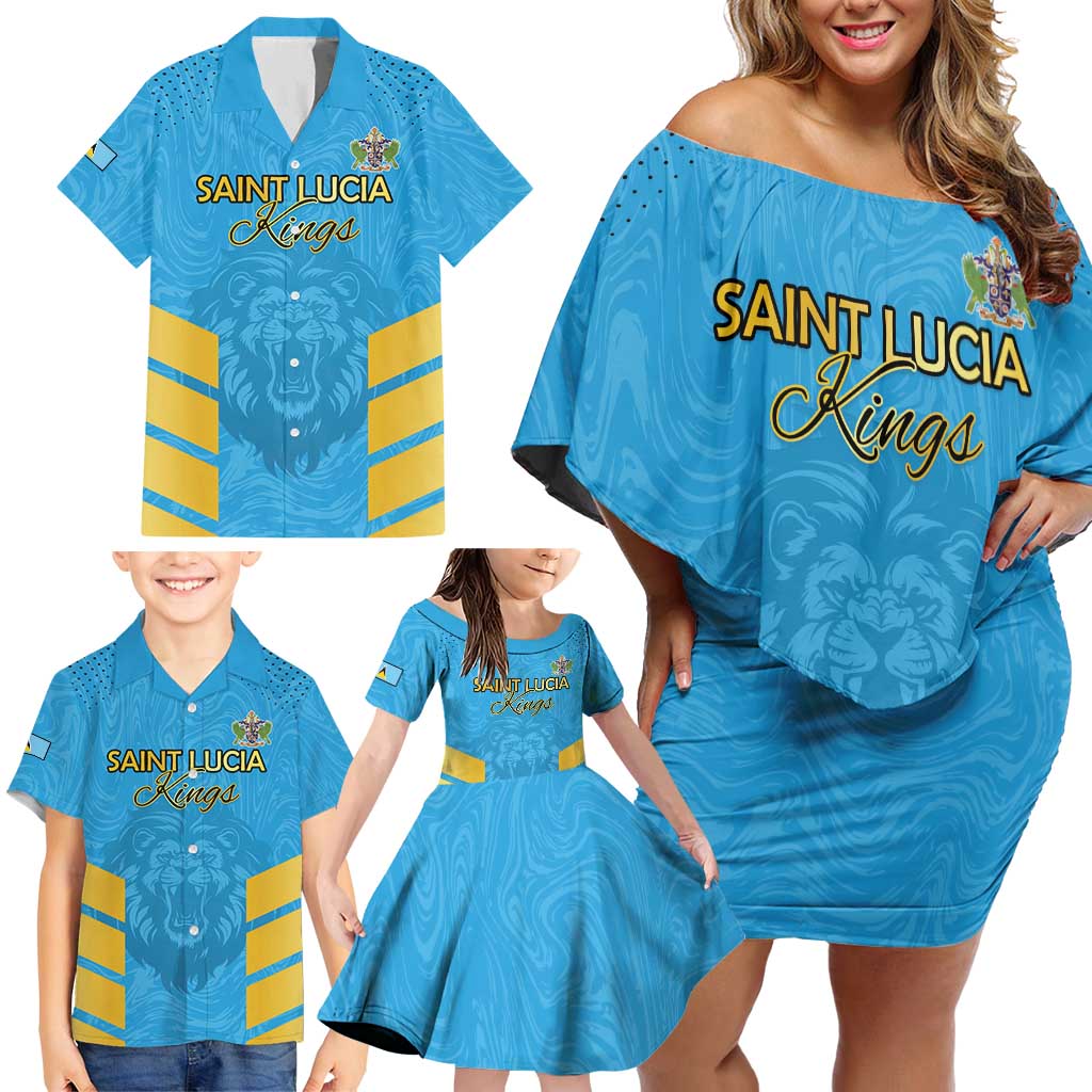 Custom Saint Lucia Cricket Family Matching Off Shoulder Short Dress and Hawaiian Shirt Go Beinspired