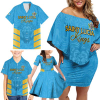 Custom Saint Lucia Cricket Family Matching Off Shoulder Short Dress and Hawaiian Shirt Go Beinspired