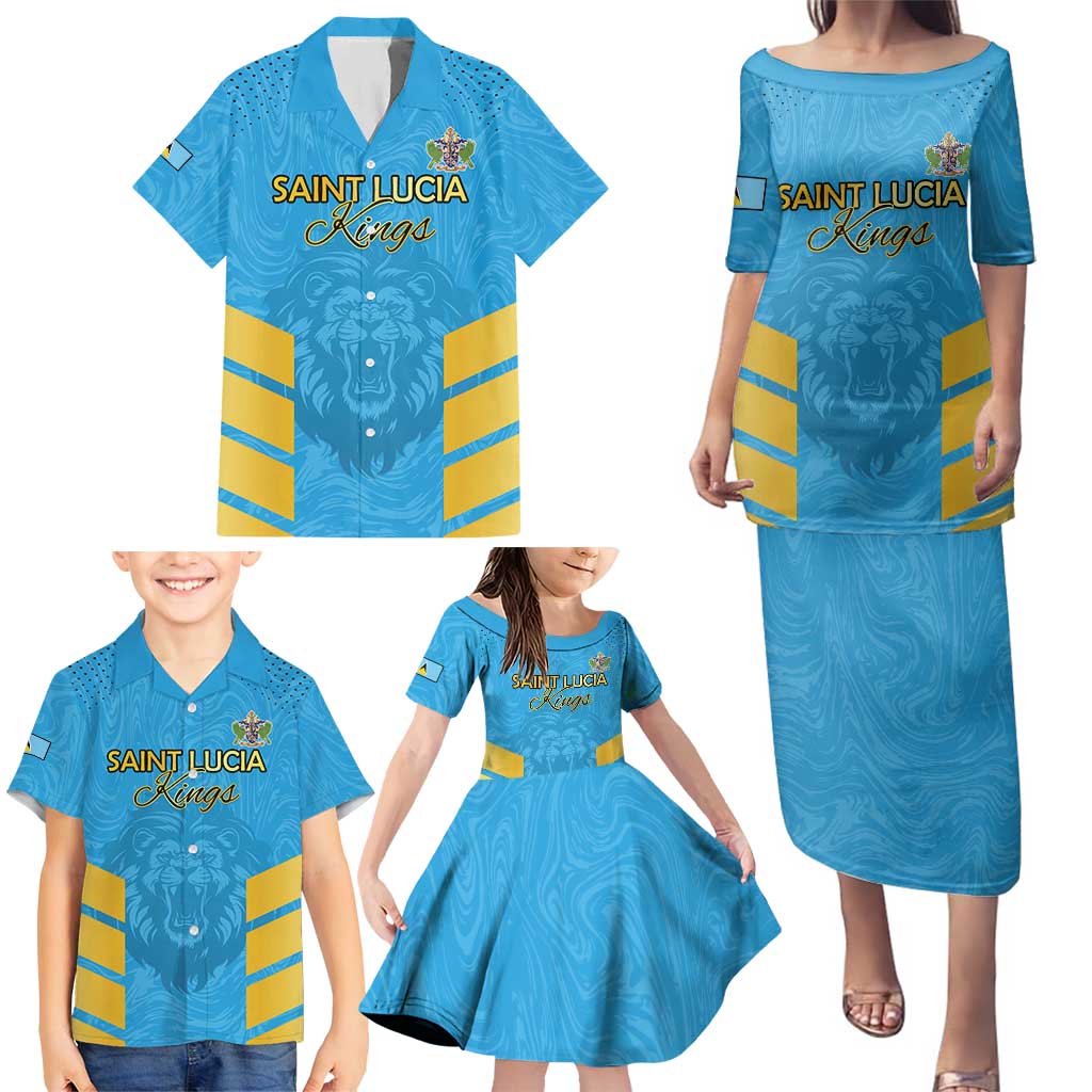 Custom Saint Lucia Cricket Family Matching Puletasi and Hawaiian Shirt Go Beinspired
