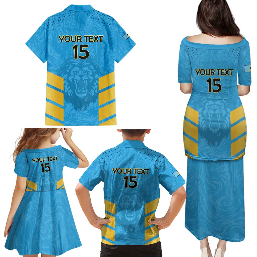 Custom Saint Lucia Cricket Family Matching Puletasi and Hawaiian Shirt Go Beinspired