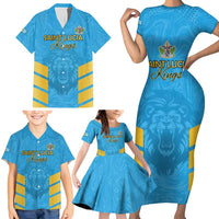 Custom Saint Lucia Cricket Family Matching Short Sleeve Bodycon Dress and Hawaiian Shirt Go Beinspired