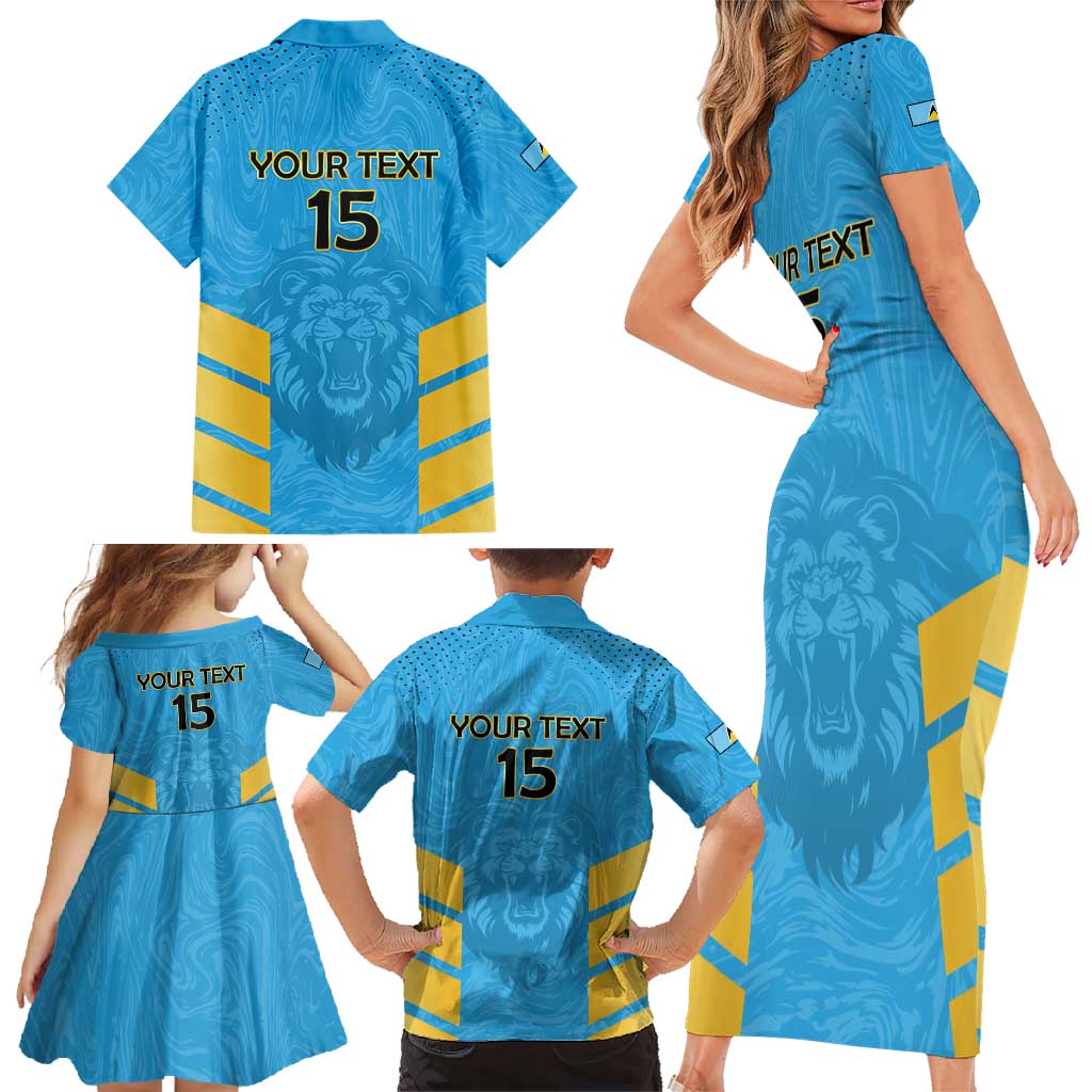 Custom Saint Lucia Cricket Family Matching Short Sleeve Bodycon Dress and Hawaiian Shirt Go Beinspired