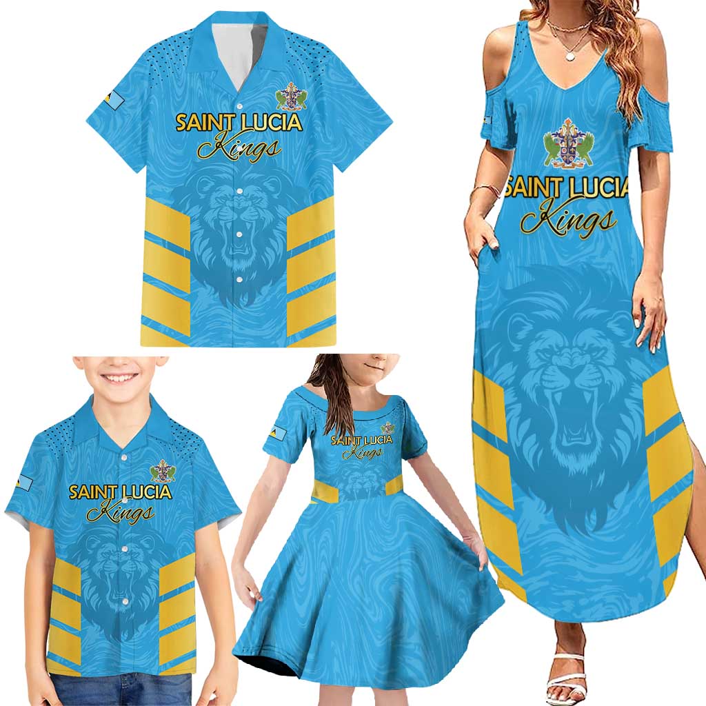 Custom Saint Lucia Cricket Family Matching Summer Maxi Dress and Hawaiian Shirt Go Beinspired