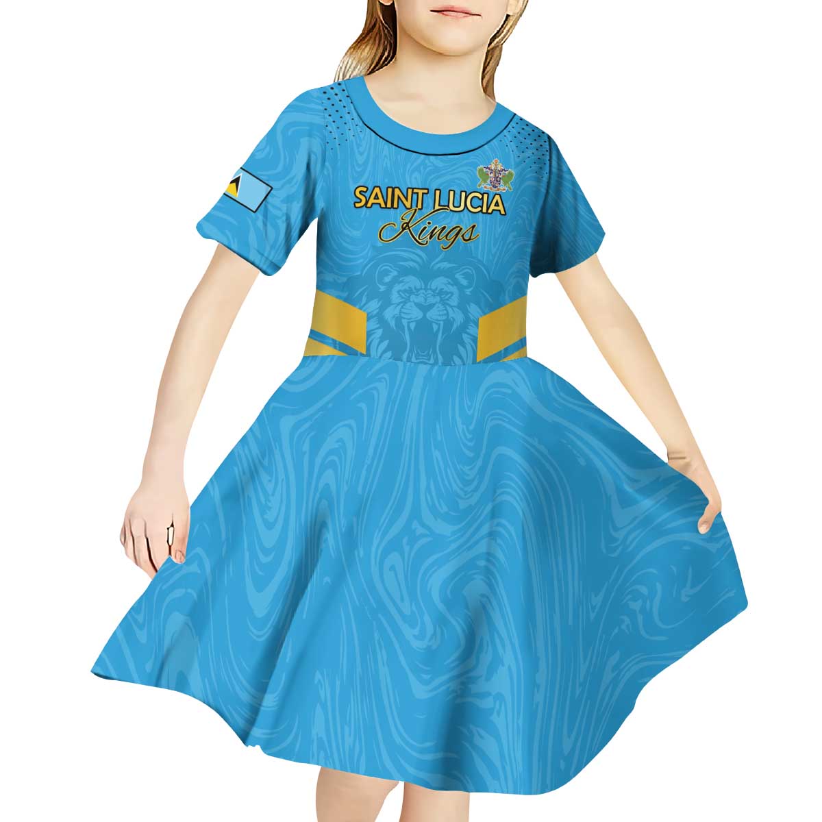 Custom Saint Lucia Cricket Kid Short Sleeve Dress Go Beinspired