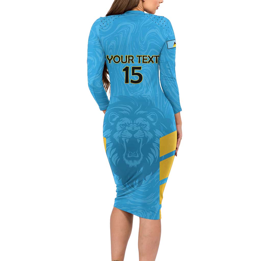 Custom Saint Lucia Cricket Long Sleeve Bodycon Dress Go Beinspired