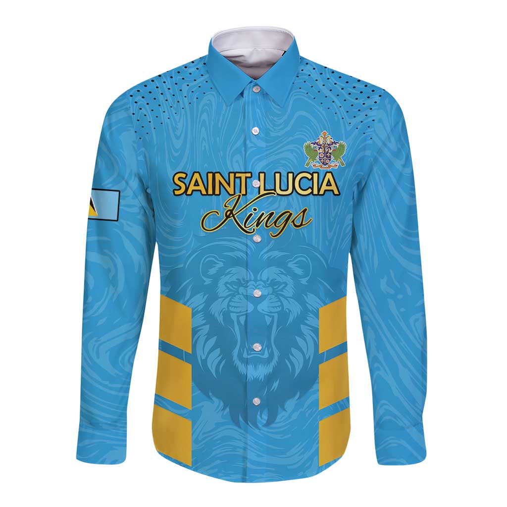 Custom Saint Lucia Cricket Long Sleeve Button Shirt Go Beinspired