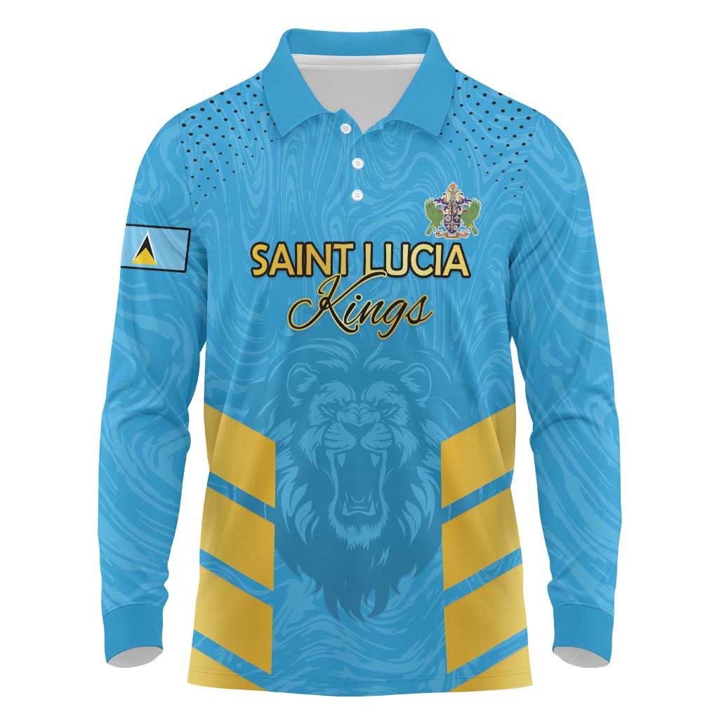Custom Saint Lucia Cricket Long Sleeve Polo Shirt Go Beinspired