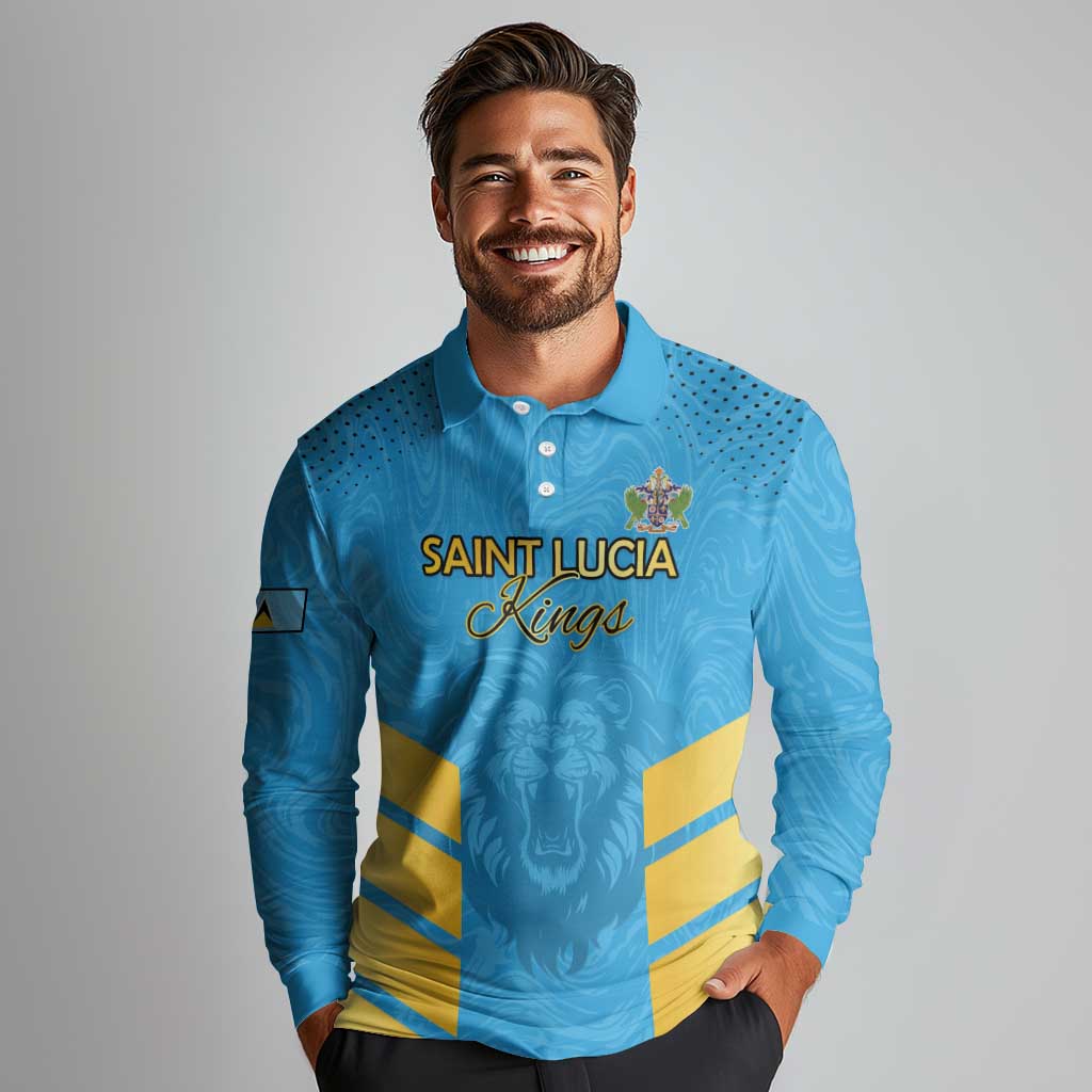 Custom Saint Lucia Cricket Long Sleeve Polo Shirt Go Beinspired
