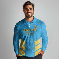 Custom Saint Lucia Cricket Long Sleeve Polo Shirt Go Beinspired