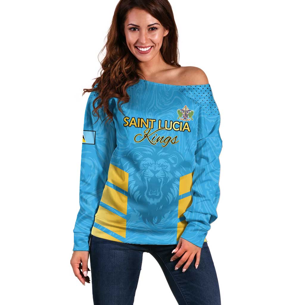 Custom Saint Lucia Cricket Off Shoulder Sweater Go Beinspired