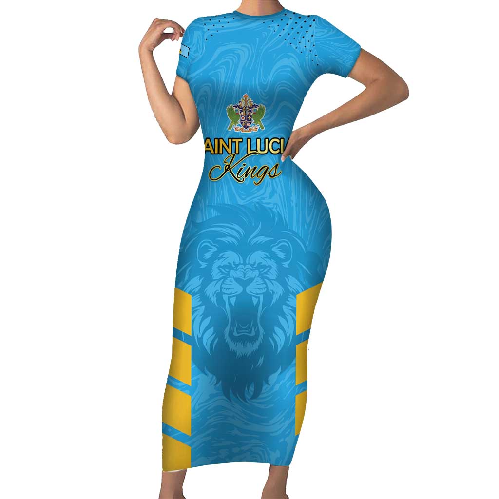Custom Saint Lucia Cricket Short Sleeve Bodycon Dress Go Beinspired