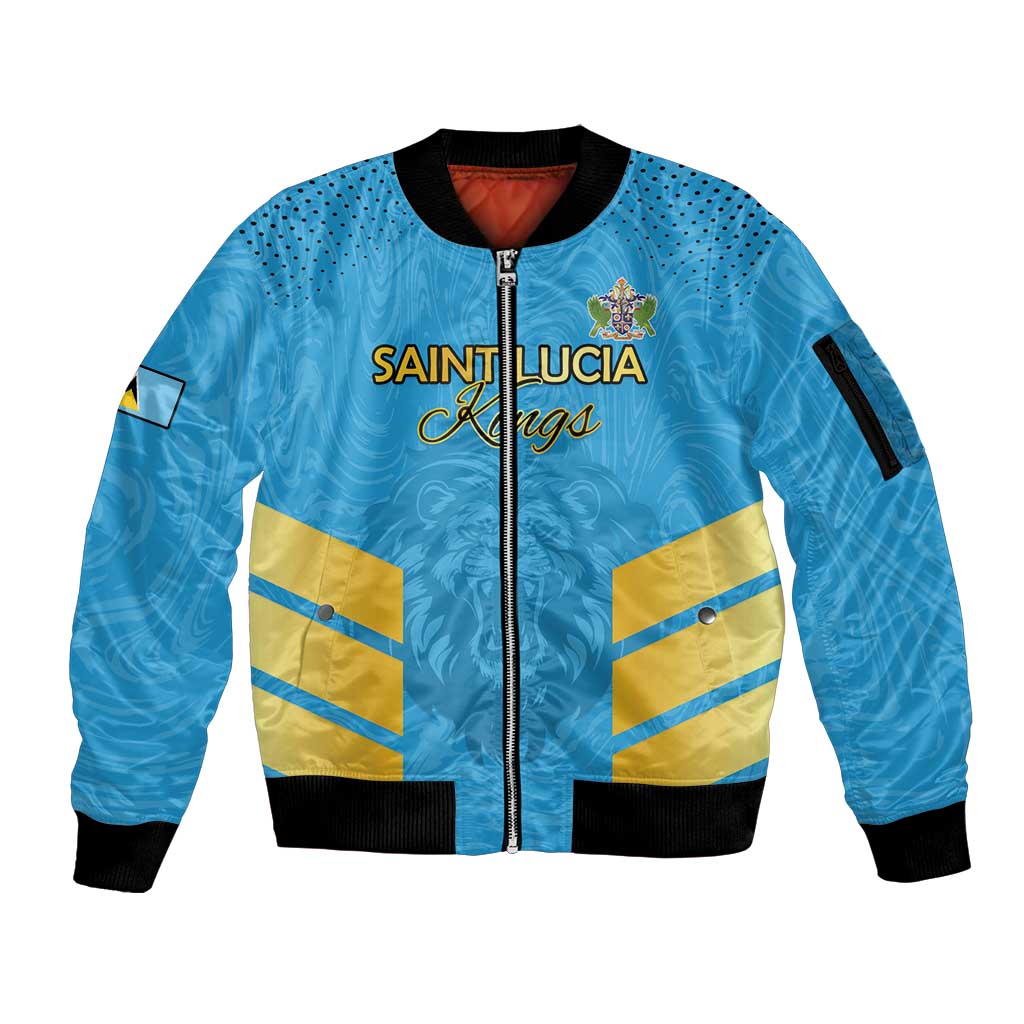 Custom Saint Lucia Cricket Sleeve Zip Bomber Jacket Go Beinspired
