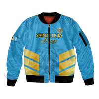 Custom Saint Lucia Cricket Sleeve Zip Bomber Jacket Go Beinspired