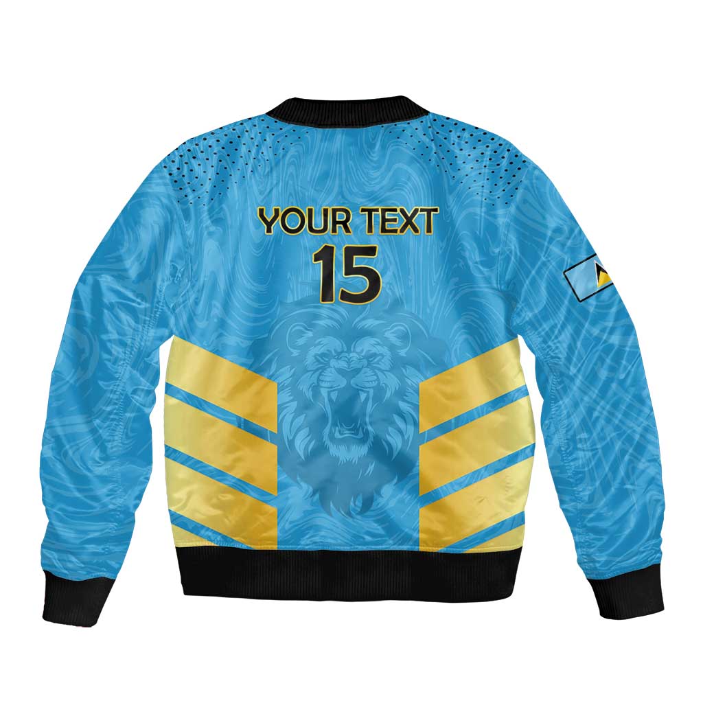 Custom Saint Lucia Cricket Sleeve Zip Bomber Jacket Go Beinspired
