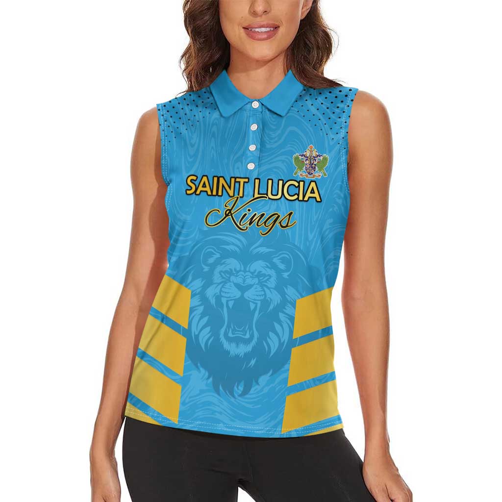 Custom Saint Lucia Cricket Women Sleeveless Polo Shirt Go Beinspired