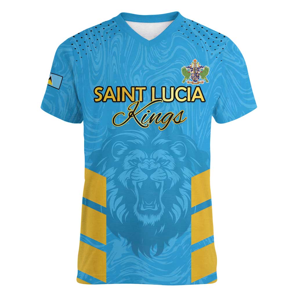 Custom Saint Lucia Cricket Women V-Neck T-Shirt Go Beinspired