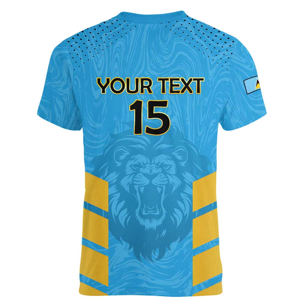 Custom Saint Lucia Cricket Women V-Neck T-Shirt Go Beinspired