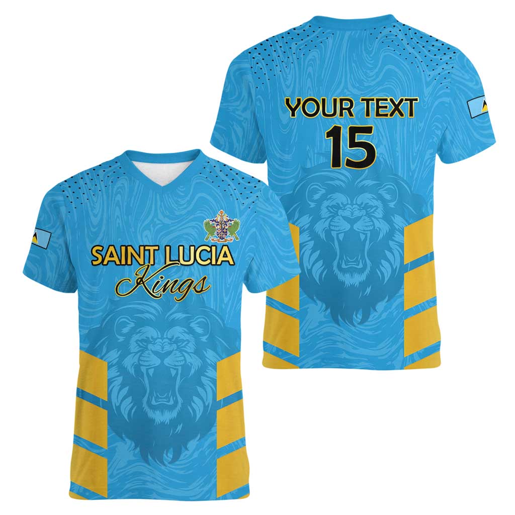 Custom Saint Lucia Cricket Women V-Neck T-Shirt Go Beinspired