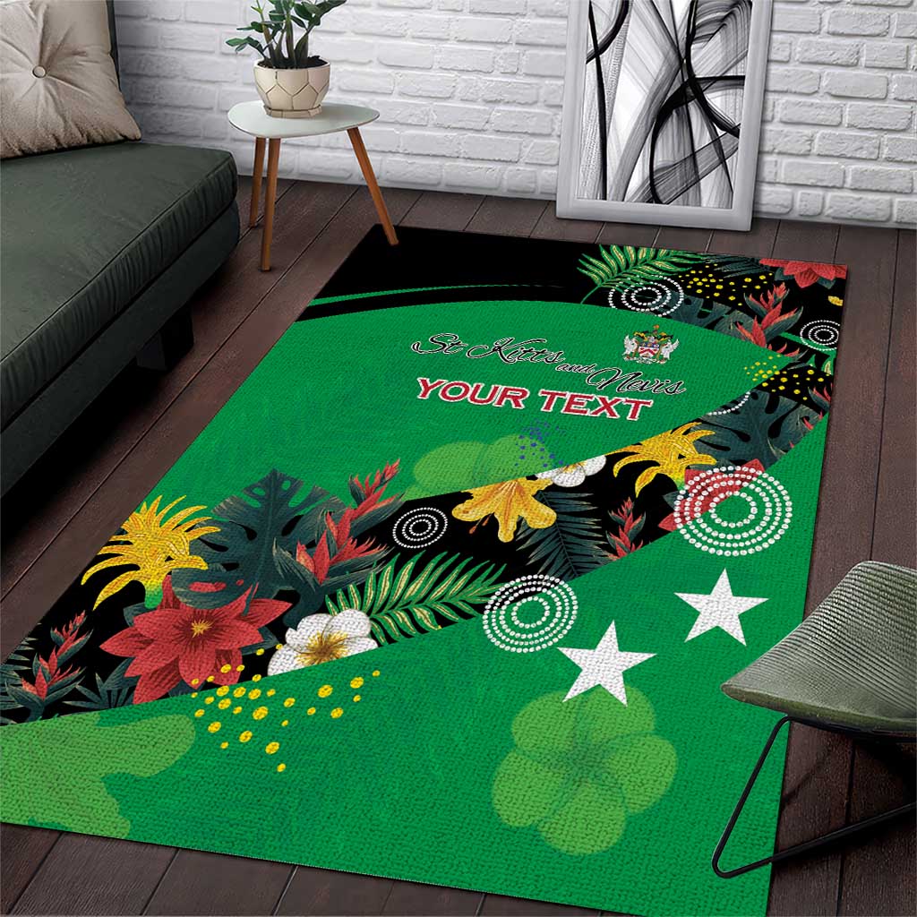 Custom St Kitts and Nevis Cricket Area Rug Tropical Flowers Jersey