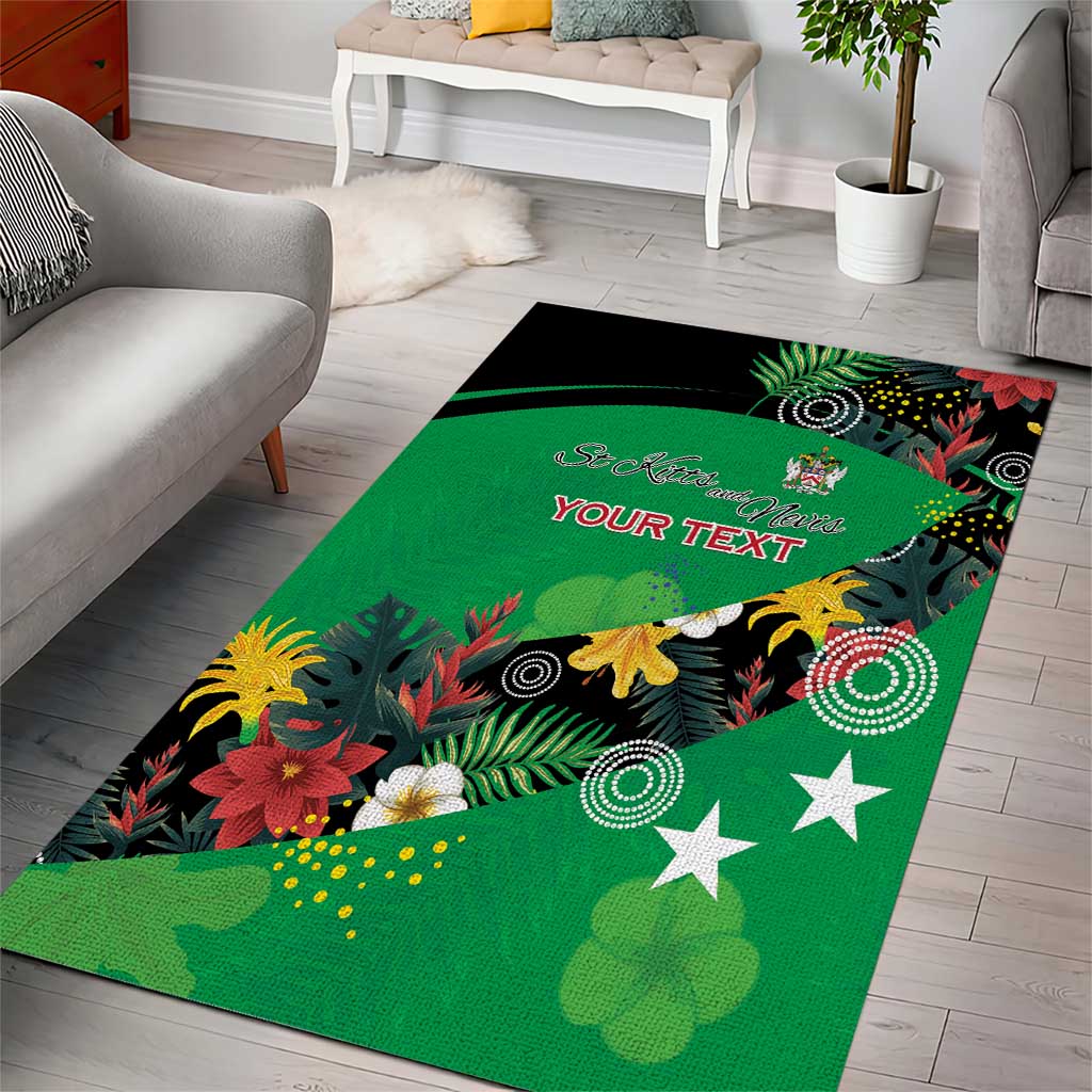 Custom St Kitts and Nevis Cricket Area Rug Tropical Flowers Jersey