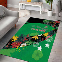 Custom St Kitts and Nevis Cricket Area Rug Tropical Flowers Jersey