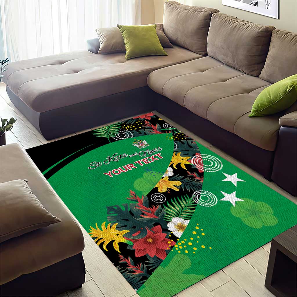 Custom St Kitts and Nevis Cricket Area Rug Tropical Flowers Jersey