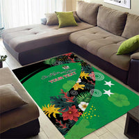Custom St Kitts and Nevis Cricket Area Rug Tropical Flowers Jersey