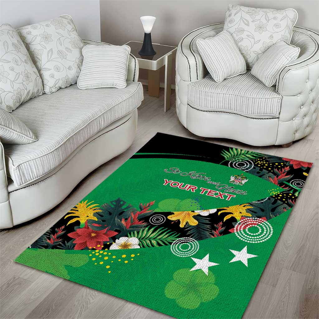 Custom St Kitts and Nevis Cricket Area Rug Tropical Flowers Jersey