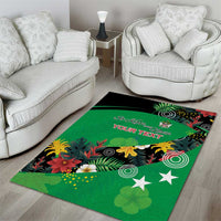 Custom St Kitts and Nevis Cricket Area Rug Tropical Flowers Jersey
