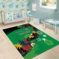 Custom St Kitts and Nevis Cricket Area Rug Tropical Flowers Jersey