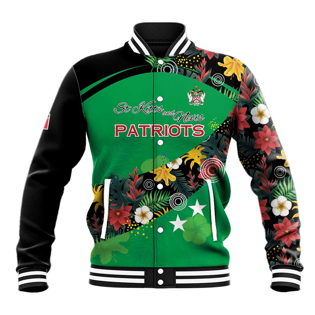 Custom St Kitts and Nevis Cricket Baseball Jacket Tropical Flowers Jersey
