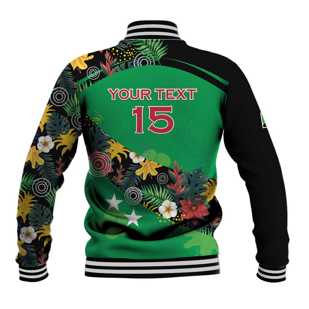 Custom St Kitts and Nevis Cricket Baseball Jacket Tropical Flowers Jersey