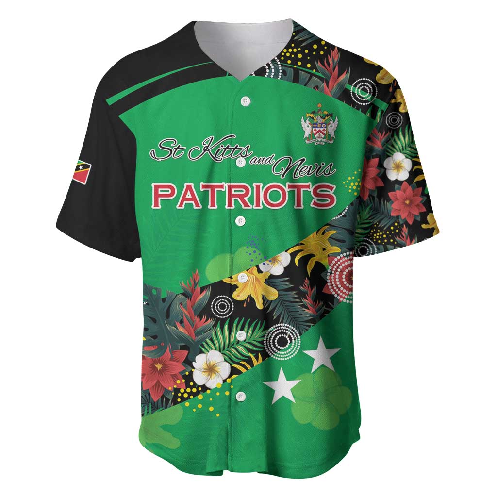 Custom St Kitts and Nevis Cricket Baseball Jersey Tropical Flowers Jersey