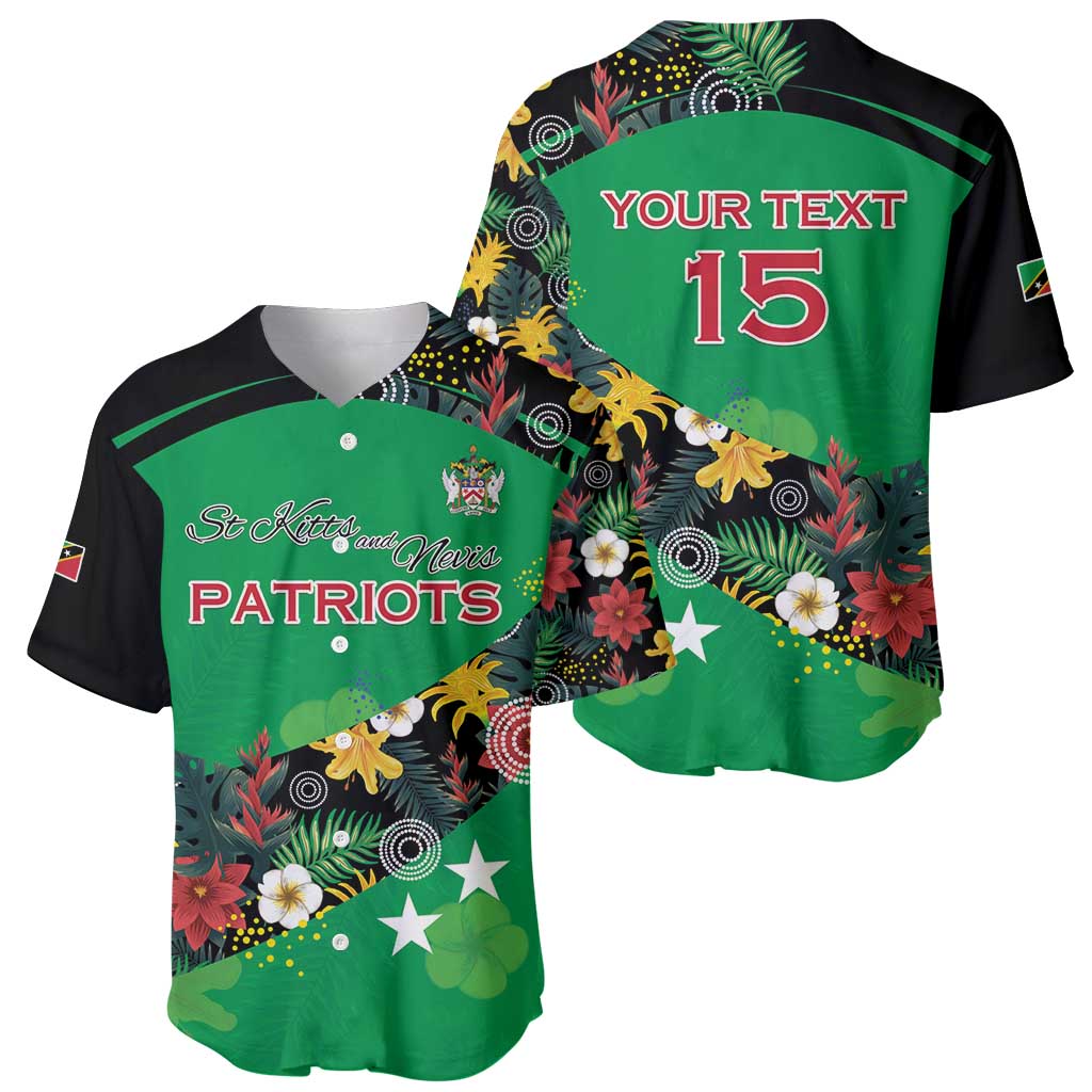 Custom St Kitts and Nevis Cricket Baseball Jersey Tropical Flowers Jersey