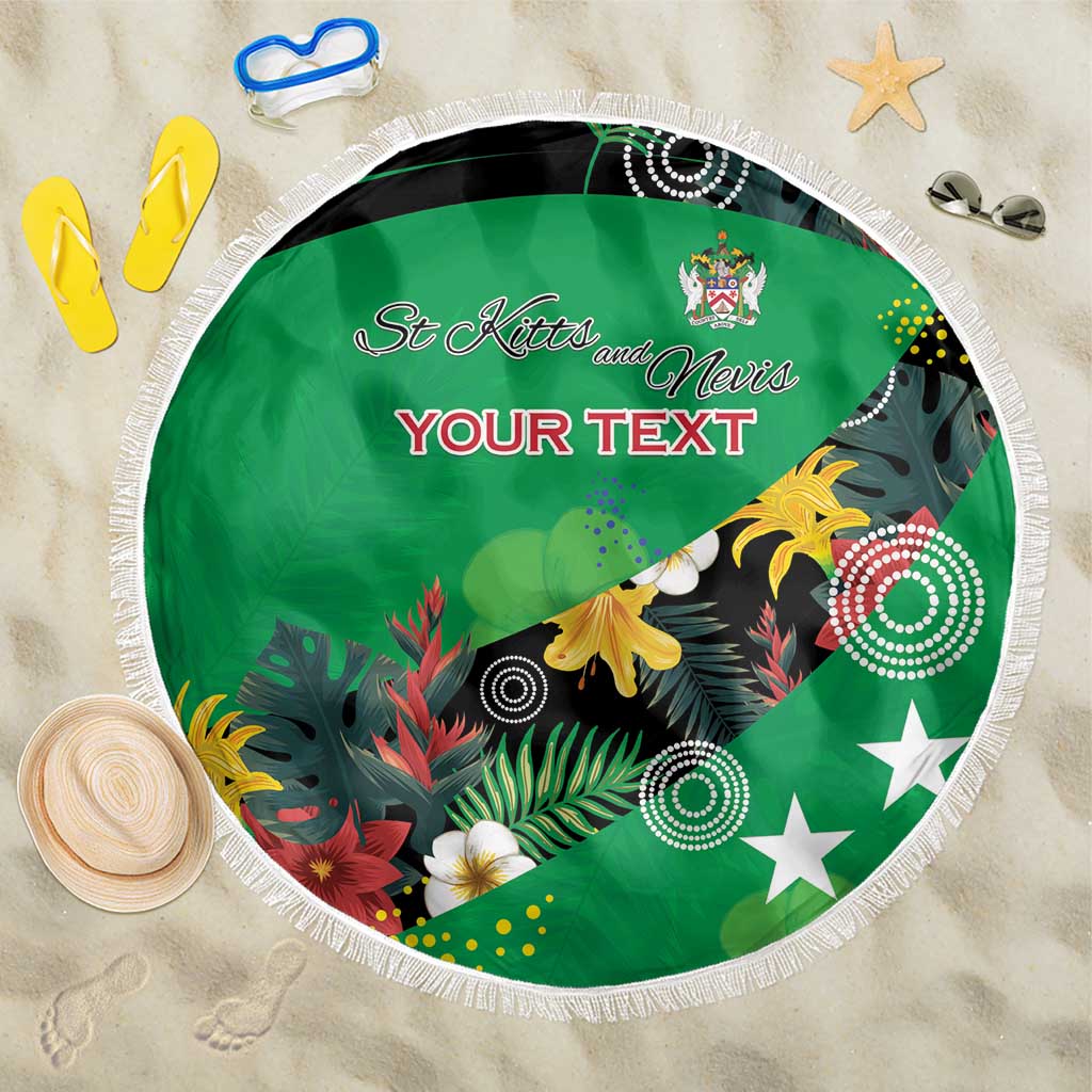 Custom St Kitts and Nevis Cricket Beach Blanket Tropical Flowers Jersey