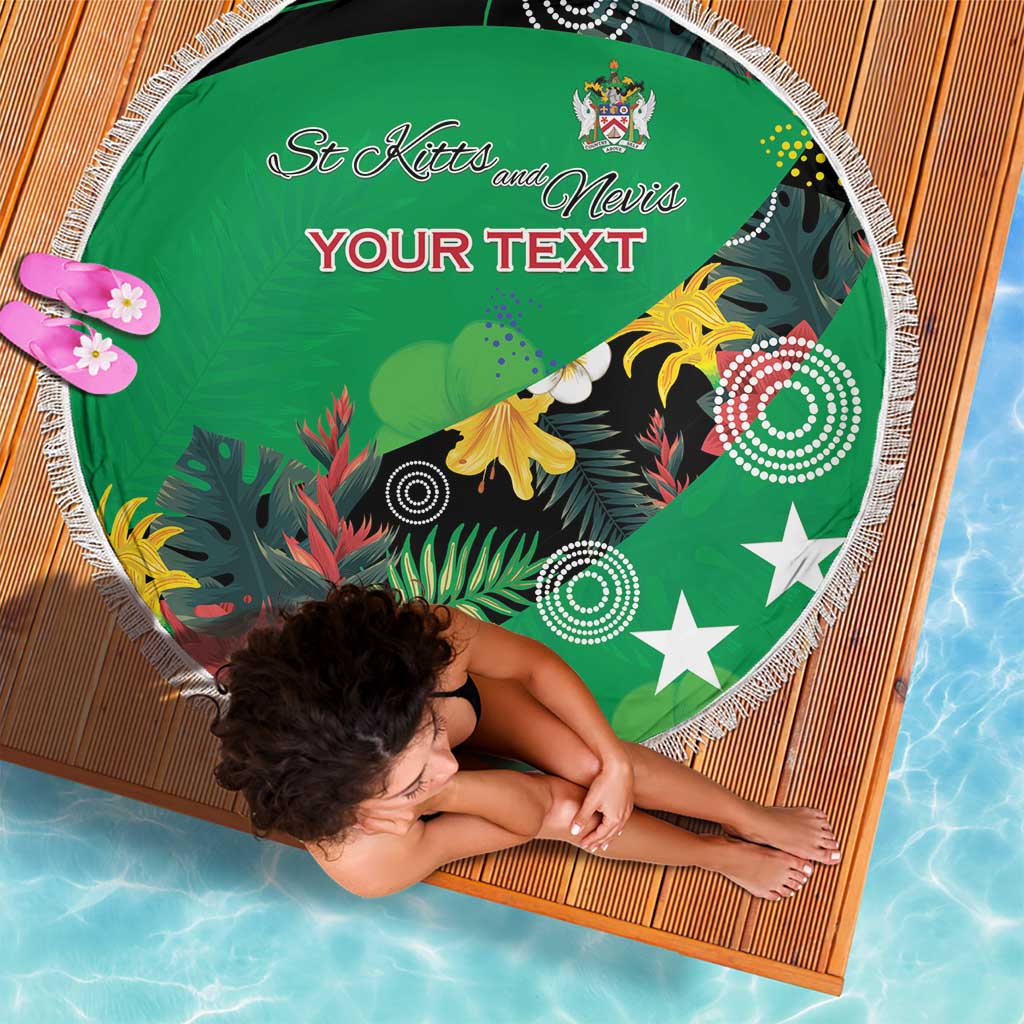 Custom St Kitts and Nevis Cricket Beach Blanket Tropical Flowers Jersey