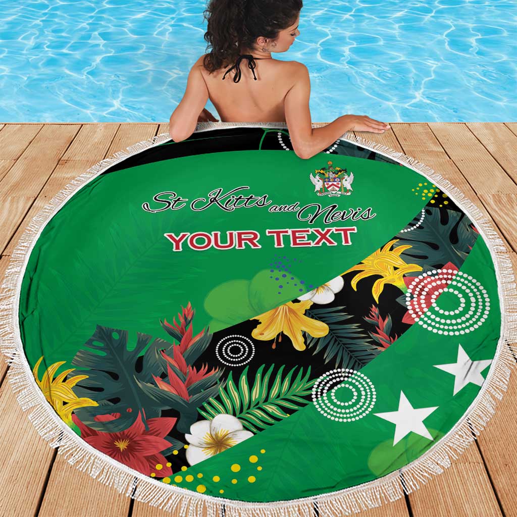 Custom St Kitts and Nevis Cricket Beach Blanket Tropical Flowers Jersey