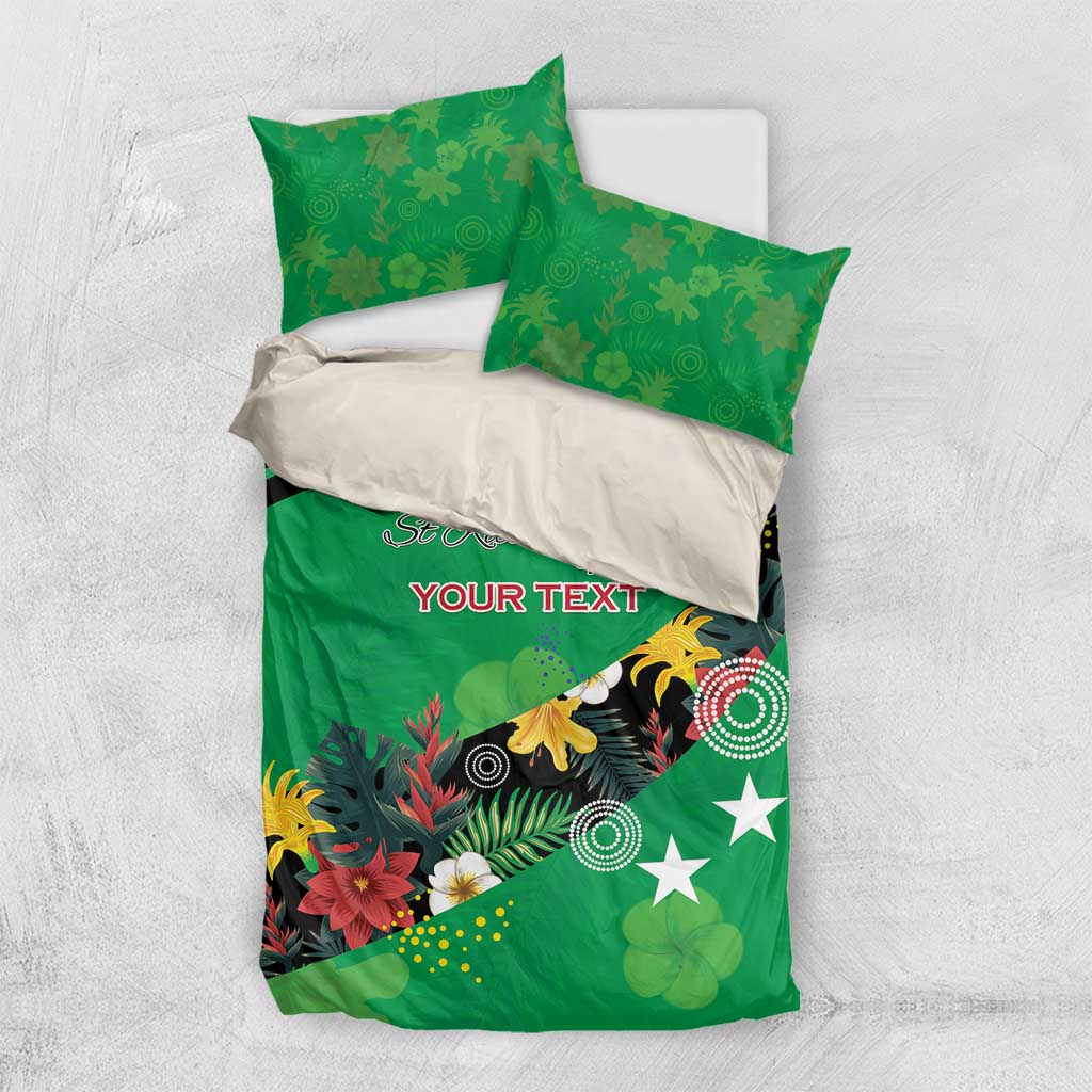Custom St Kitts and Nevis Cricket Bedding Set Tropical Flowers Jersey