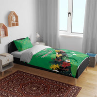 Custom St Kitts and Nevis Cricket Bedding Set Tropical Flowers Jersey
