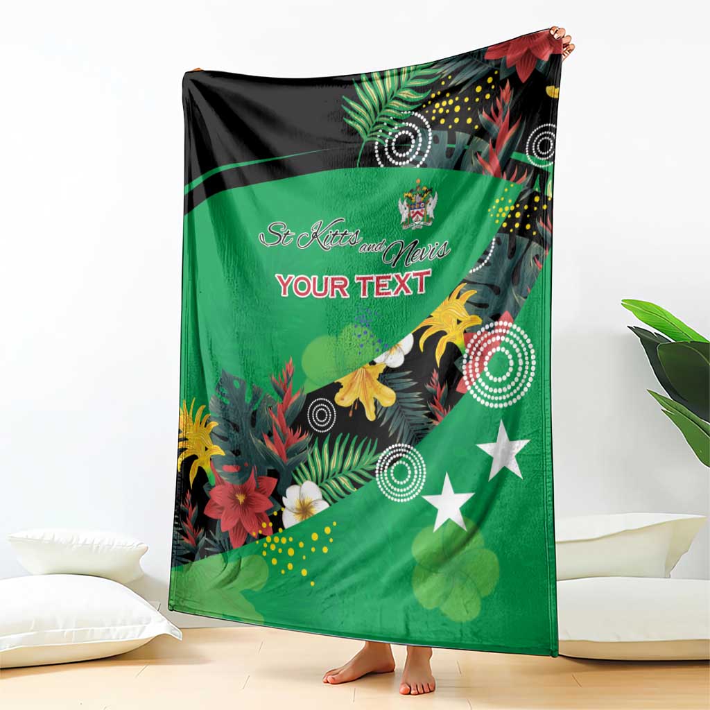 Custom St Kitts and Nevis Cricket Blanket Tropical Flowers Jersey