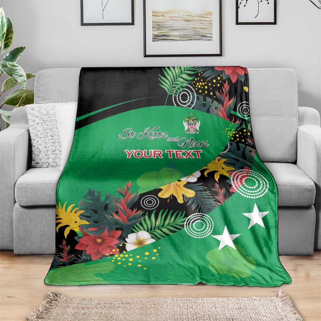 Custom St Kitts and Nevis Cricket Blanket Tropical Flowers Jersey