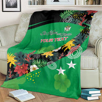 Custom St Kitts and Nevis Cricket Blanket Tropical Flowers Jersey