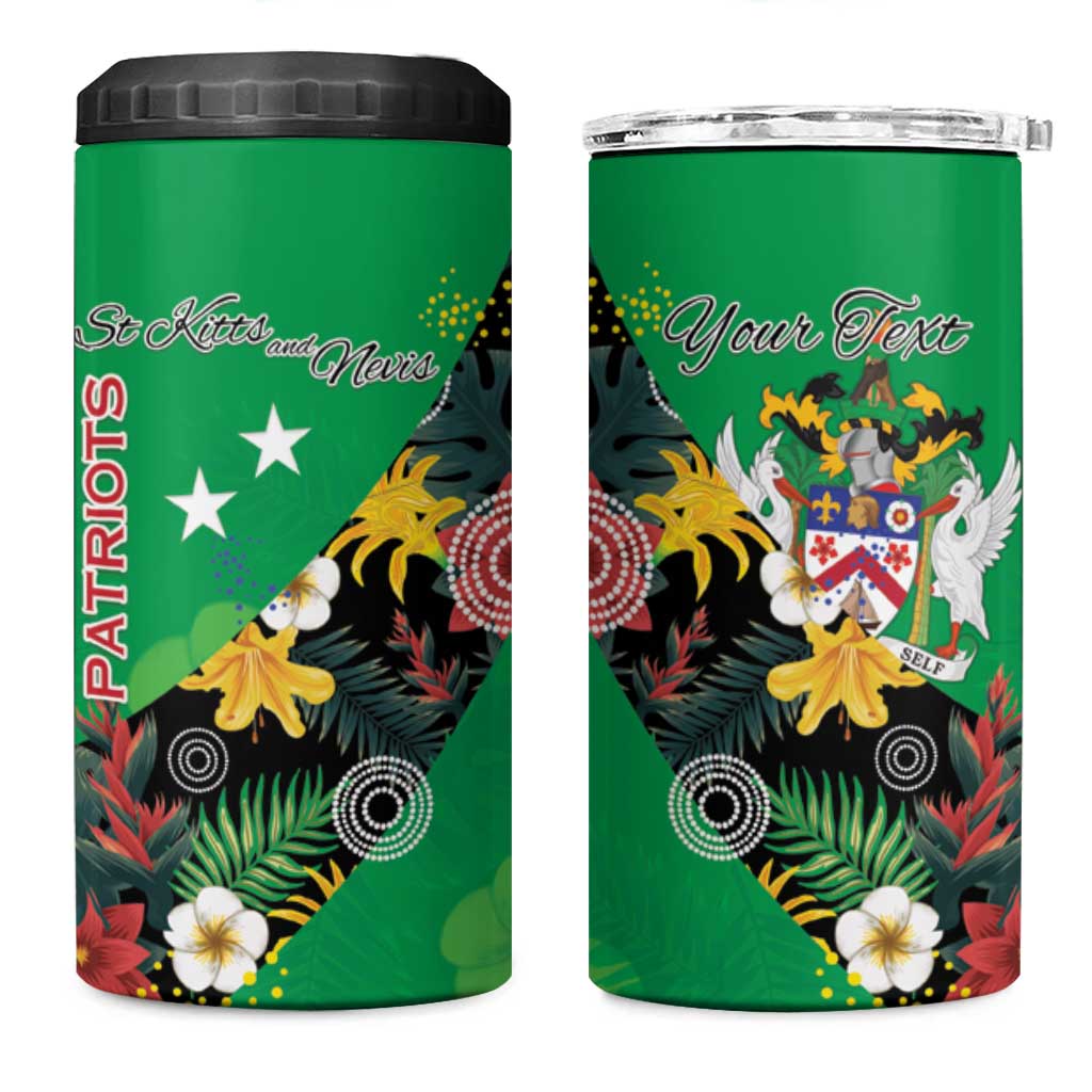 Custom St Kitts and Nevis Cricket 4 in 1 Can Cooler Tumbler Tropical Flowers Jersey