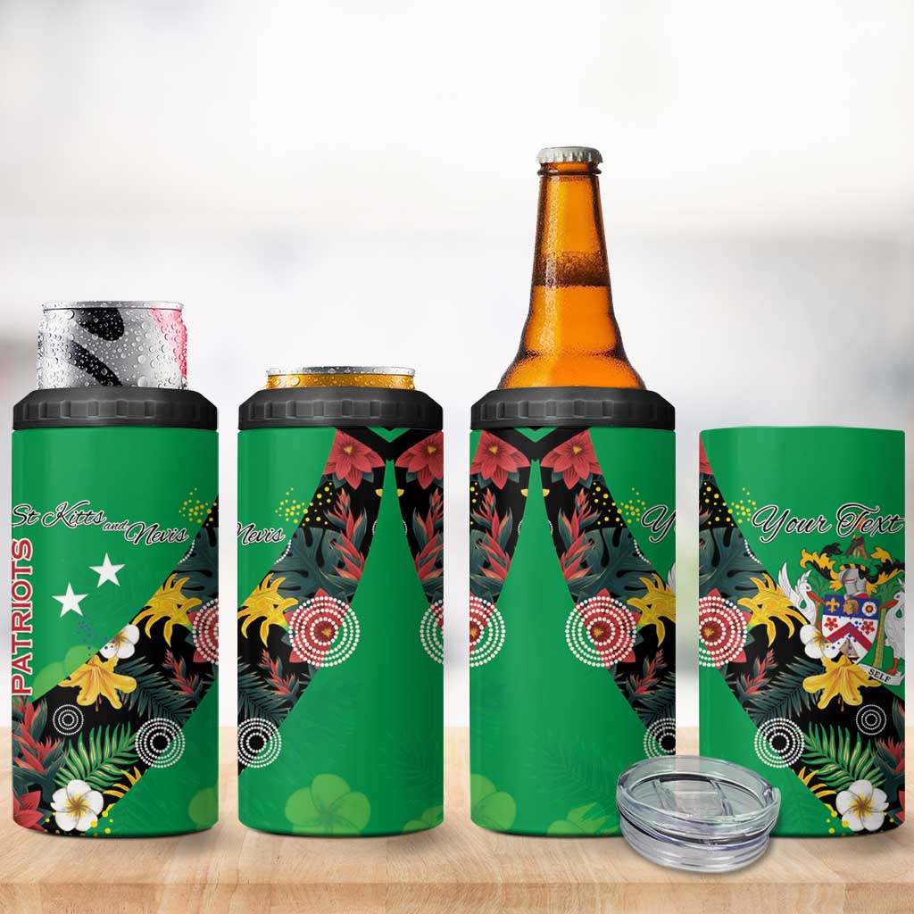Custom St Kitts and Nevis Cricket 4 in 1 Can Cooler Tumbler Tropical Flowers Jersey