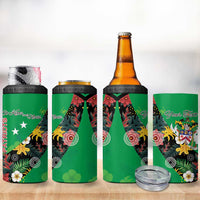 Custom St Kitts and Nevis Cricket 4 in 1 Can Cooler Tumbler Tropical Flowers Jersey