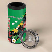 Custom St Kitts and Nevis Cricket 4 in 1 Can Cooler Tumbler Tropical Flowers Jersey