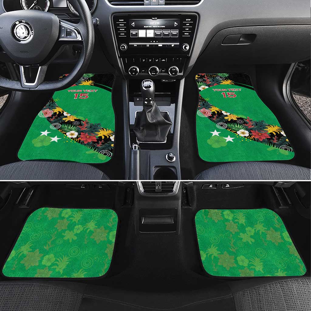 Custom St Kitts and Nevis Cricket Car Mats Tropical Flowers Jersey